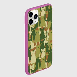 Чехол iPhone 11 Pro матовый Котята - камуфляж, цвет: 3D-фиолетовый — фото 2