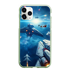 Чехол iPhone 11 Pro матовый Mass Effect - space neon