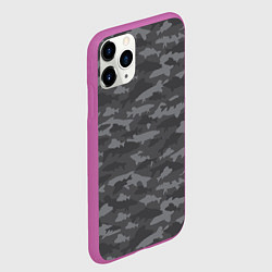 Чехол iPhone 11 Pro матовый Тёмный камуфляж из рыб, цвет: 3D-фиолетовый — фото 2