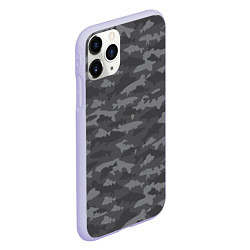 Чехол iPhone 11 Pro матовый Тёмный камуфляж из рыб, цвет: 3D-светло-сиреневый — фото 2