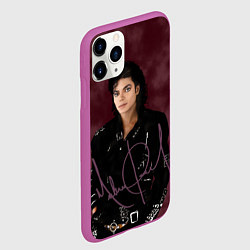 Чехол iPhone 11 Pro матовый Michael Jackson на бордовом фоне, цвет: 3D-фиолетовый — фото 2