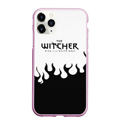 Чехол iPhone 11 Pro матовый Ведьмак лого чёрный огонь