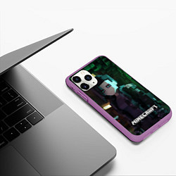 Чехол iPhone 11 Pro матовый Minecraft matrix, цвет: 3D-фиолетовый — фото 2