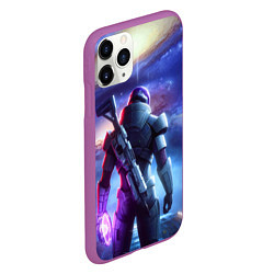 Чехол iPhone 11 Pro матовый Mass Effect - andromeda ai art, цвет: 3D-фиолетовый — фото 2