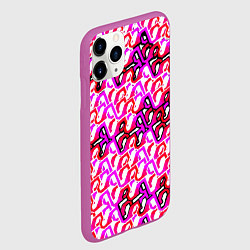 Чехол iPhone 11 Pro матовый Розовый узор и белая обводка, цвет: 3D-фиолетовый — фото 2