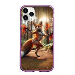 Чехол iPhone 11 Pro матовый Лиса Шаманка танцует зажигательный танец в лесу