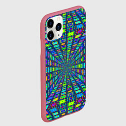 Чехол iPhone 11 Pro матовый Абстрактный узор коридор из разноцветных квадратов, цвет: 3D-малиновый — фото 2