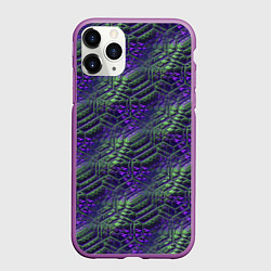 Чехол iPhone 11 Pro матовый Фиолетово-зеленые ромбики, цвет: 3D-фиолетовый