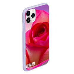 Чехол iPhone 11 Pro матовый Розовая роза - woman, цвет: 3D-светло-сиреневый — фото 2
