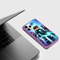 Чехол iPhone 11 Pro матовый Minecraft - characters ai art, цвет: 3D-фиолетовый — фото 2