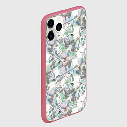 Чехол iPhone 11 Pro матовый Деньги - купюры в 1 тысячу рублей, цвет: 3D-малиновый — фото 2