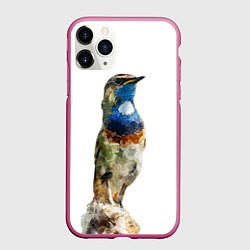 Чехол iPhone 11 Pro матовый Соловей варакушка, цвет: 3D-малиновый