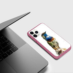 Чехол iPhone 11 Pro матовый Соловей варакушка, цвет: 3D-малиновый — фото 2