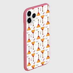Чехол iPhone 11 Pro матовый Узор из музыкальных инструментов балалаек, цвет: 3D-малиновый — фото 2