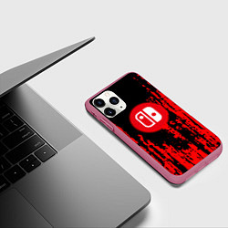 Чехол iPhone 11 Pro матовый Nintendo огенное лого краски, цвет: 3D-малиновый — фото 2