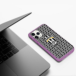 Чехол iPhone 11 Pro матовый Juventus pattern fc, цвет: 3D-фиолетовый — фото 2