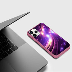 Чехол iPhone 11 Pro матовый Фиолетовый фрактал, цвет: 3D-малиновый — фото 2