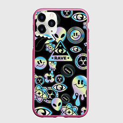 Чехол iPhone 11 Pro матовый Rave gradient, цвет: 3D-малиновый