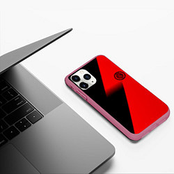 Чехол iPhone 11 Pro матовый Inter geometry red sport, цвет: 3D-малиновый — фото 2