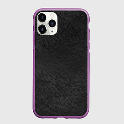 Чехол iPhone 11 Pro матовый Чёрная мятая кожа, цвет: 3D-фиолетовый