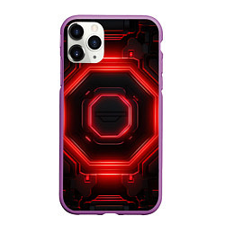 Чехол iPhone 11 Pro матовый Nvidia style black and red neon, цвет: 3D-фиолетовый