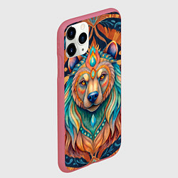 Чехол iPhone 11 Pro матовый Медведь шаман тотемное животное, цвет: 3D-малиновый — фото 2