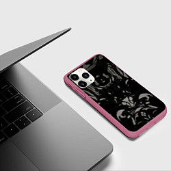 Чехол iPhone 11 Pro матовый Серый орнамент, цвет: 3D-малиновый — фото 2