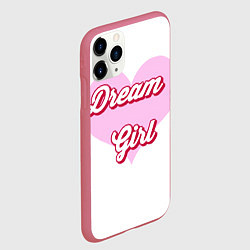 Чехол iPhone 11 Pro матовый Девушка-мечта и розовое сердце, цвет: 3D-малиновый — фото 2