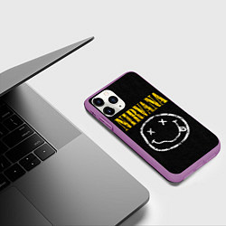 Чехол iPhone 11 Pro матовый Джинсовка с nirvana, цвет: 3D-фиолетовый — фото 2