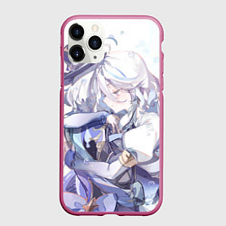 Чехол iPhone 11 Pro матовый Genshin Impact Furina hugs, цвет: 3D-малиновый
