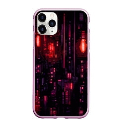 Чехол iPhone 11 Pro матовый Киберпанк светящиеся красные элементы, цвет: 3D-розовый