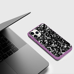 Чехол iPhone 11 Pro матовый Черный жидкий металл, цвет: 3D-фиолетовый — фото 2