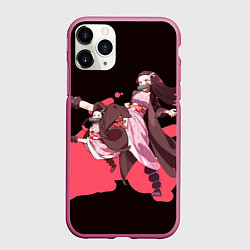 Чехол iPhone 11 Pro матовый Нэдзуко ярость, цвет: 3D-малиновый
