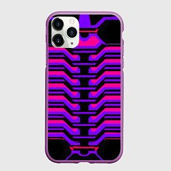 Чехол iPhone 11 Pro матовый Киберпанк броня фиолетовая v1, цвет: 3D-фиолетовый