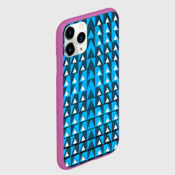 Чехол iPhone 11 Pro матовый Узор из треугольников синий, цвет: 3D-фиолетовый — фото 2