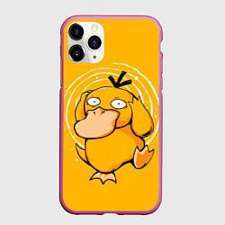 Чехол iPhone 11 Pro матовый Псидак желтая утка покемон, цвет: 3D-малиновый