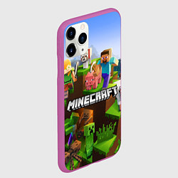 Чехол iPhone 11 Pro матовый Minecraft pixel world, цвет: 3D-фиолетовый — фото 2