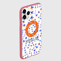 Чехол iPhone 11 Pro матовый Portal logo pattern steel, цвет: 3D-малиновый — фото 2