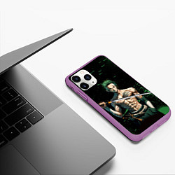 Чехол iPhone 11 Pro матовый Ван Пис - Зоро нейросеть, цвет: 3D-фиолетовый — фото 2