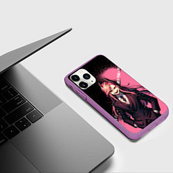 Чехол iPhone 11 Pro матовый Человек бензопила - Пауэр, цвет: 3D-фиолетовый — фото 2