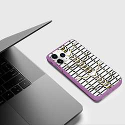 Чехол iPhone 11 Pro матовый Жёлто-белая техно броня, цвет: 3D-фиолетовый — фото 2