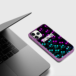 Чехол iPhone 11 Pro матовый Marshmello neon fortnite, цвет: 3D-фиолетовый — фото 2