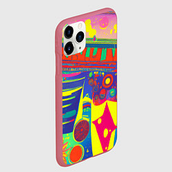 Чехол iPhone 11 Pro матовый Яркая графическая абстракция, цвет: 3D-малиновый — фото 2