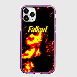 Чехол iPhone 11 Pro матовый Fallout огнненое лого, цвет: 3D-фиолетовый