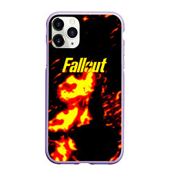 Чехол iPhone 11 Pro матовый Fallout огнненое лого