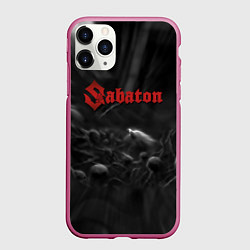 Чехол iPhone 11 Pro матовый Sabaton rock steel band, цвет: 3D-малиновый