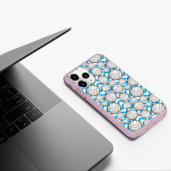 Чехол iPhone 11 Pro матовый Мячи волейбольные паттерн, цвет: 3D-розовый — фото 2