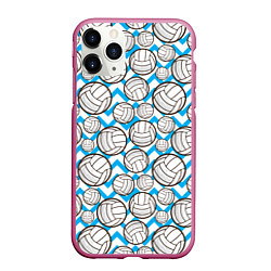 Чехол iPhone 11 Pro матовый Мячи волейбольные паттерн