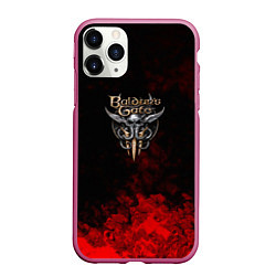 Чехол iPhone 11 Pro матовый Baldurs Gate краски текстура, цвет: 3D-малиновый