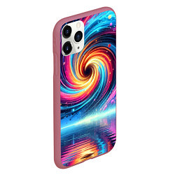 Чехол iPhone 11 Pro матовый Неоновая космическая абстракция - нейросеть, цвет: 3D-малиновый — фото 2